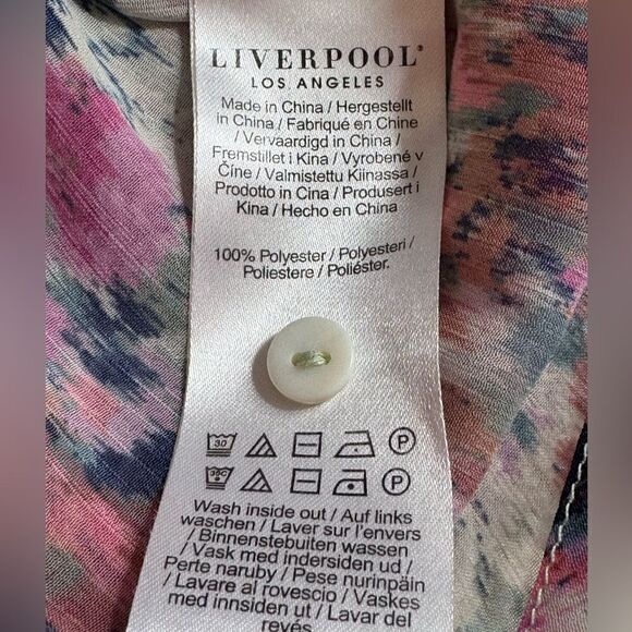Liverpool Blouse Womens Sz Small Floral Button up chiffon sheer Top long sleeve - Picture 9 of 14